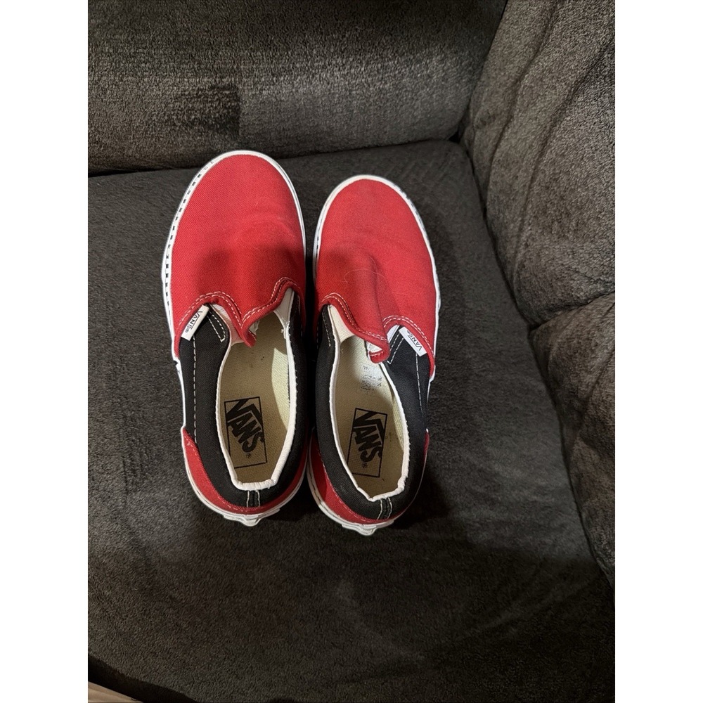 Vans Classic Slip On Boys Size 2Y Red Athletic Skate Walking Shoes Sneakers